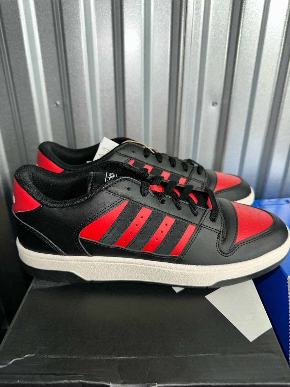 Adidas Break Start Men's Lace Up Sneakers Black/Red Low Top